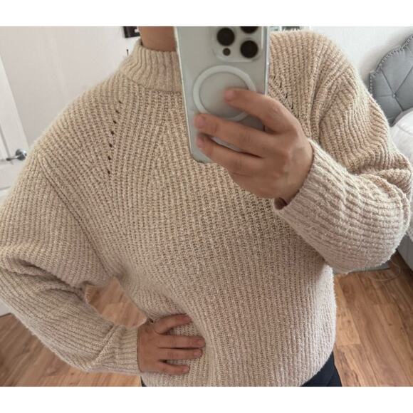 Prologue Women’s Mock Shaker Pullover Sweater Size M | Super Soft Knit Beige Top - Picture 3 of 4